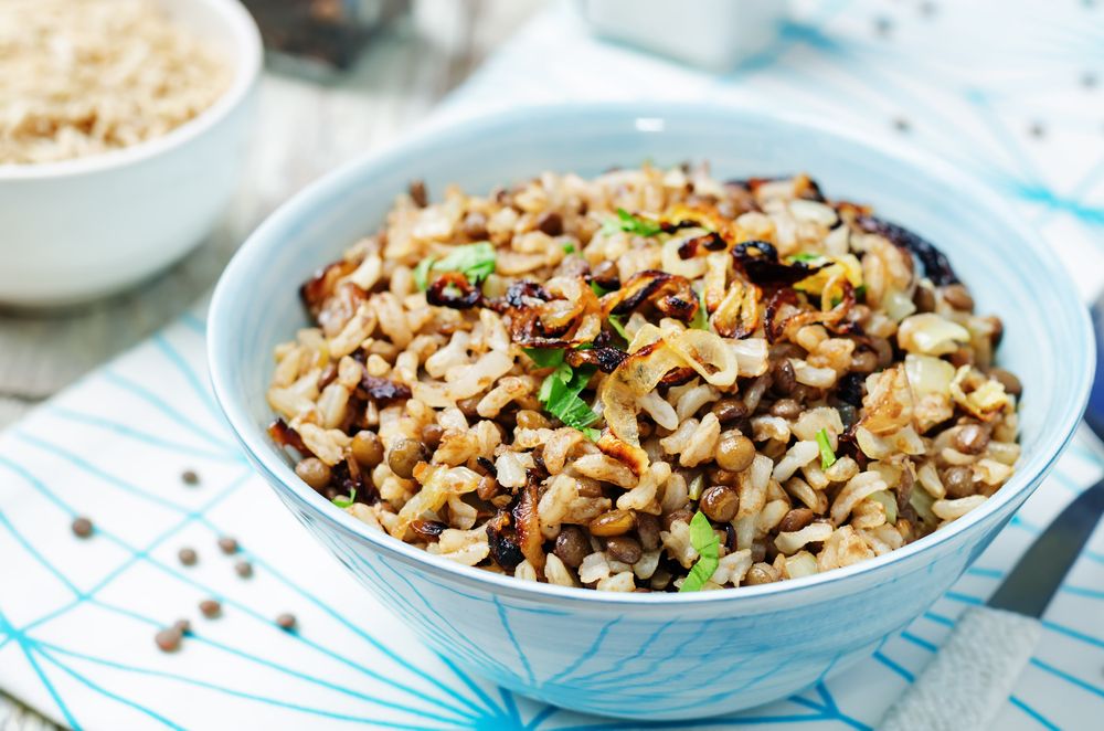 Arroz com lentilhas e passas