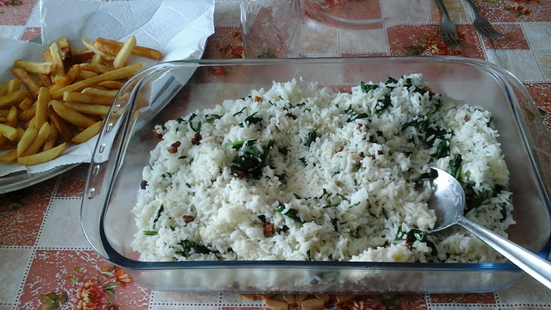 Arroz com rúcula e gorgonzola