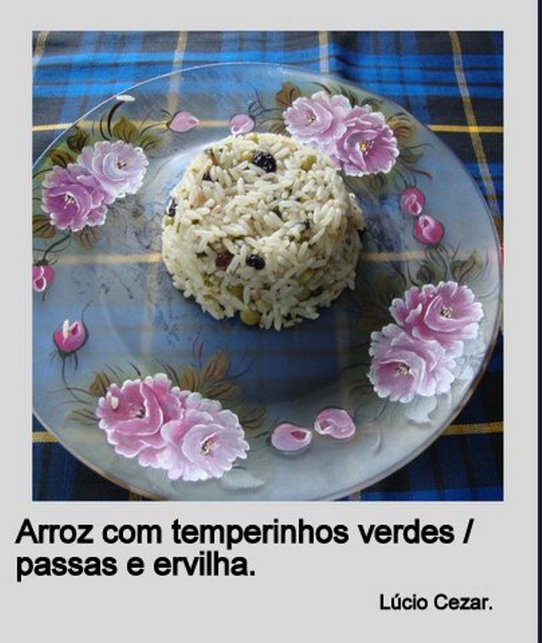 Arroz com temperos verdes, passas e ervilhas do Lúcio Cezar