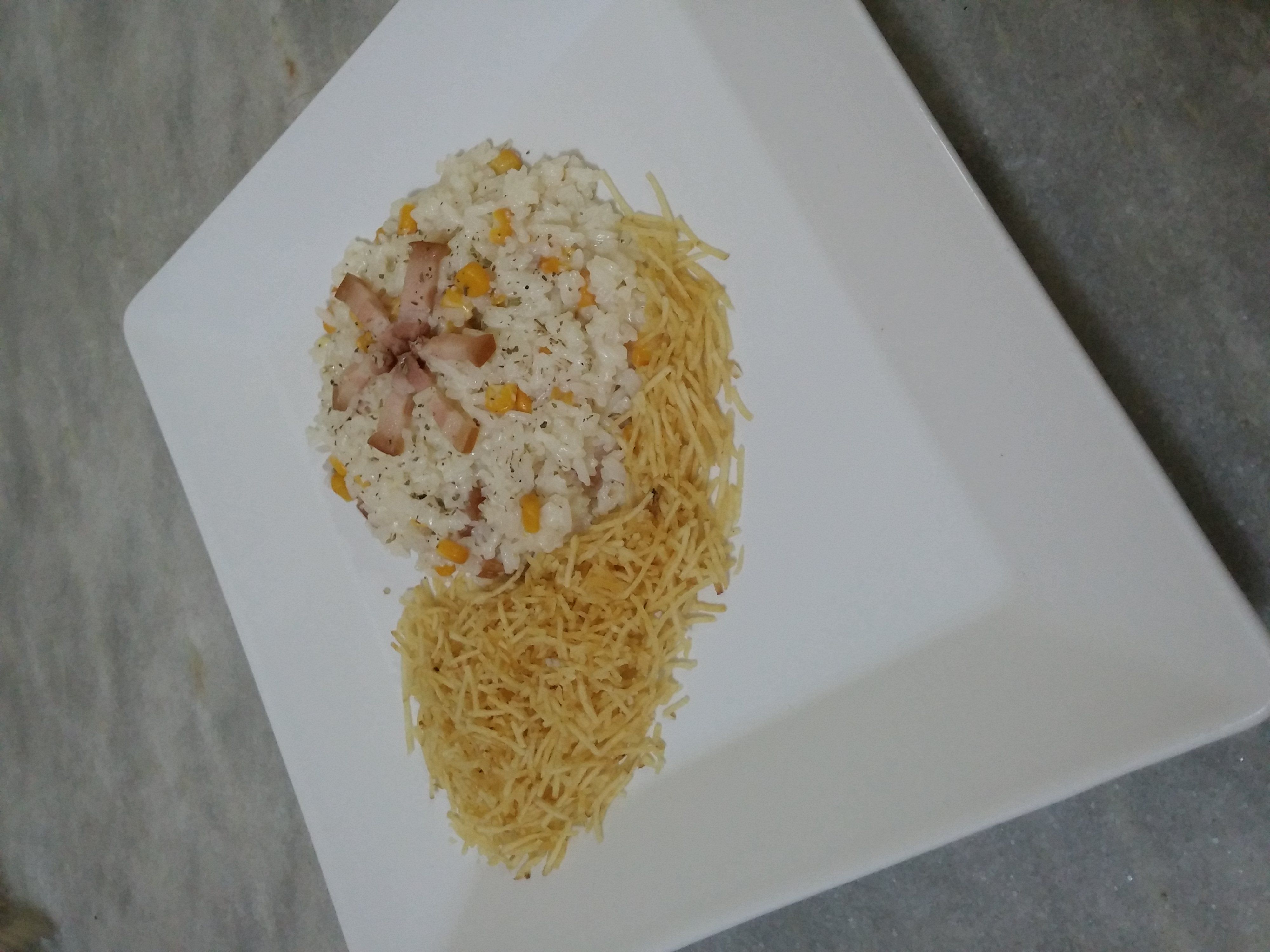 Arroz cremoso com bacon