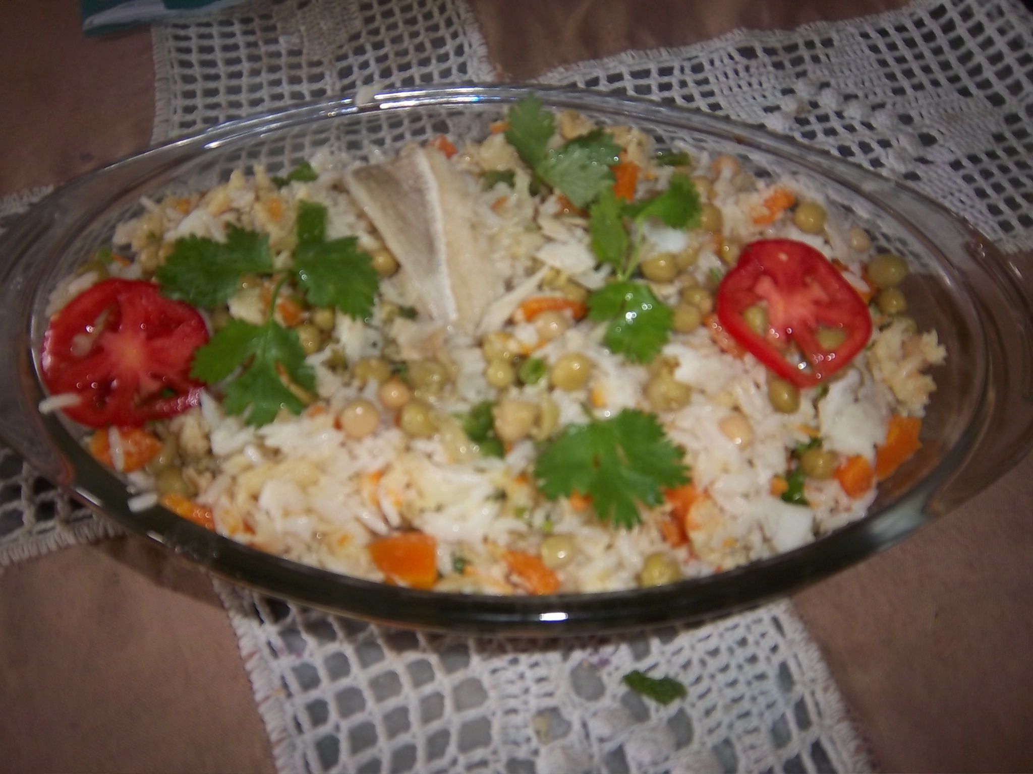 Bacalhau com arroz simples