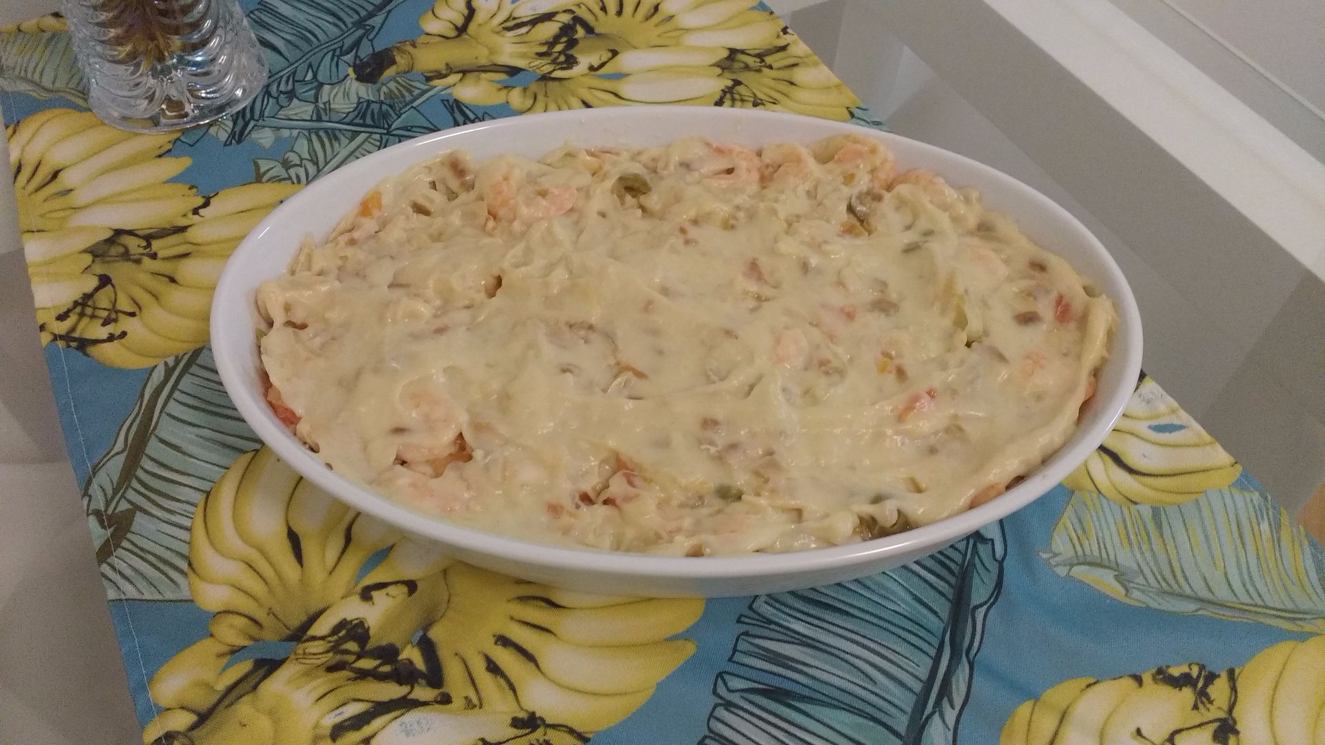 Bacalhau cremoso com camarão