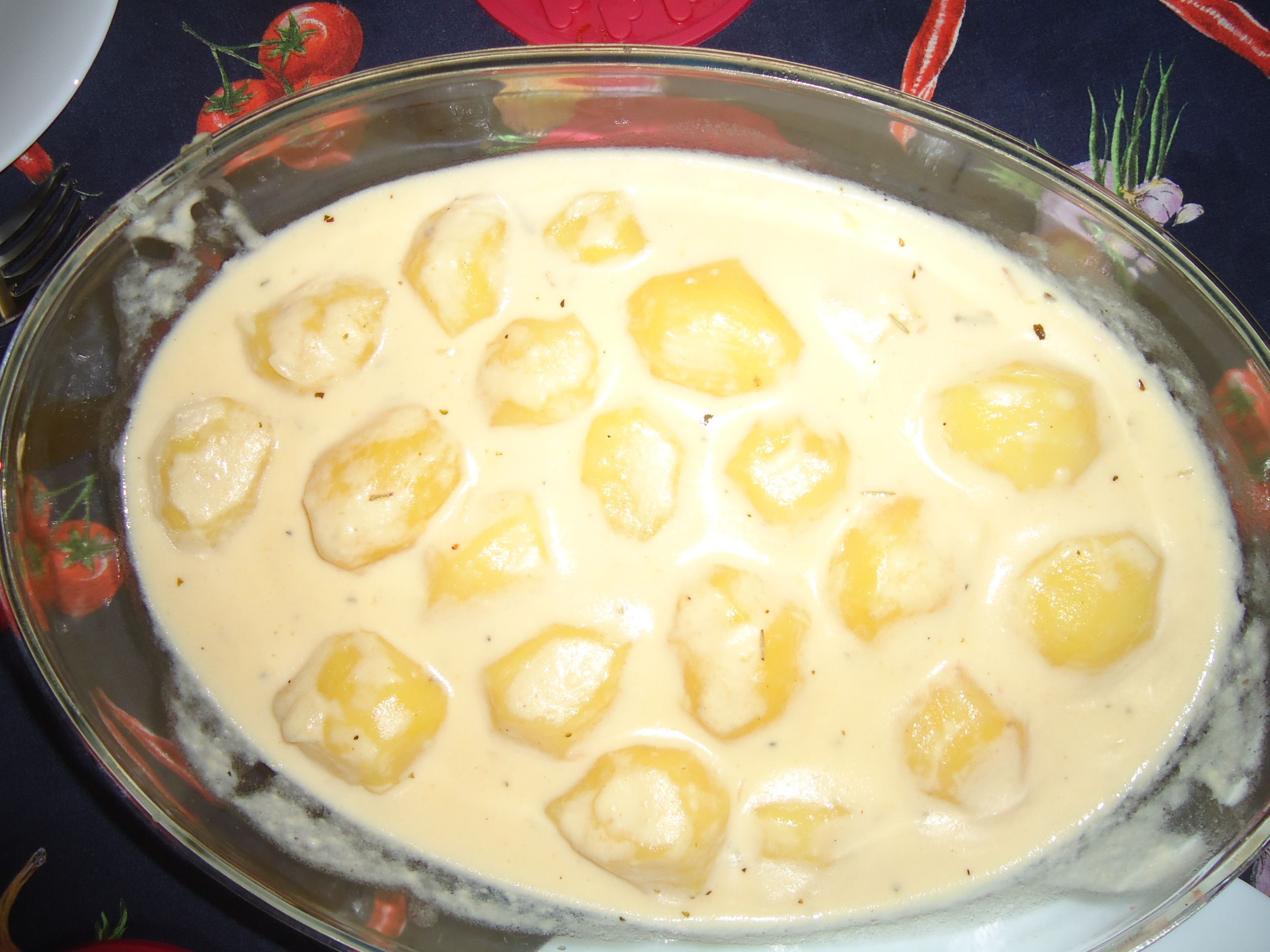 Batatas ao creme de queijo