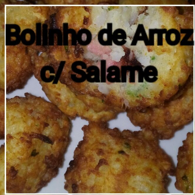 Bolinho de arroz com salame