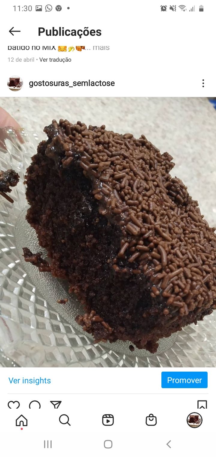 Bolo de chocolate e cacau sem glúten e sem lactose