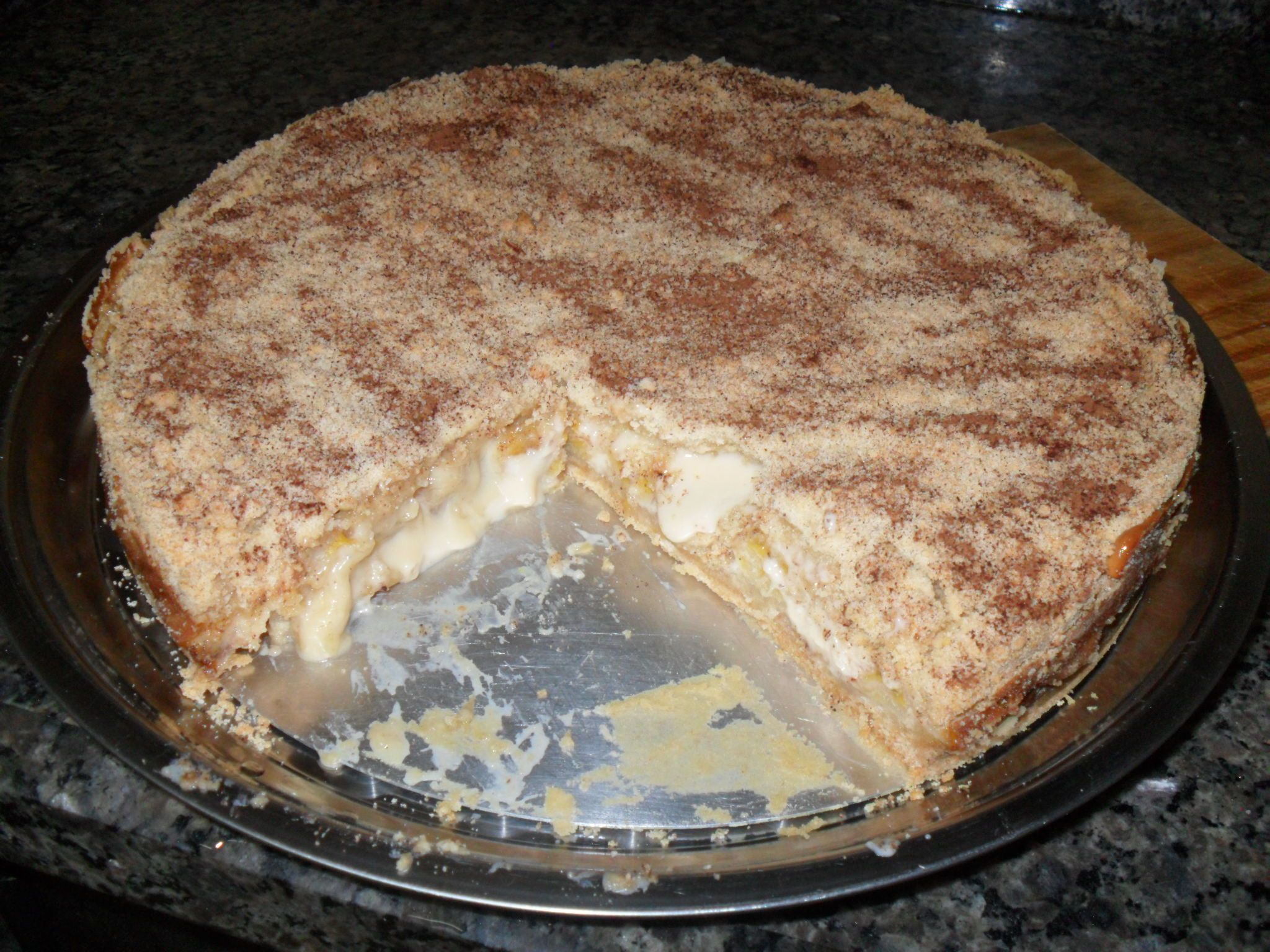 Bolo de farofa com banana