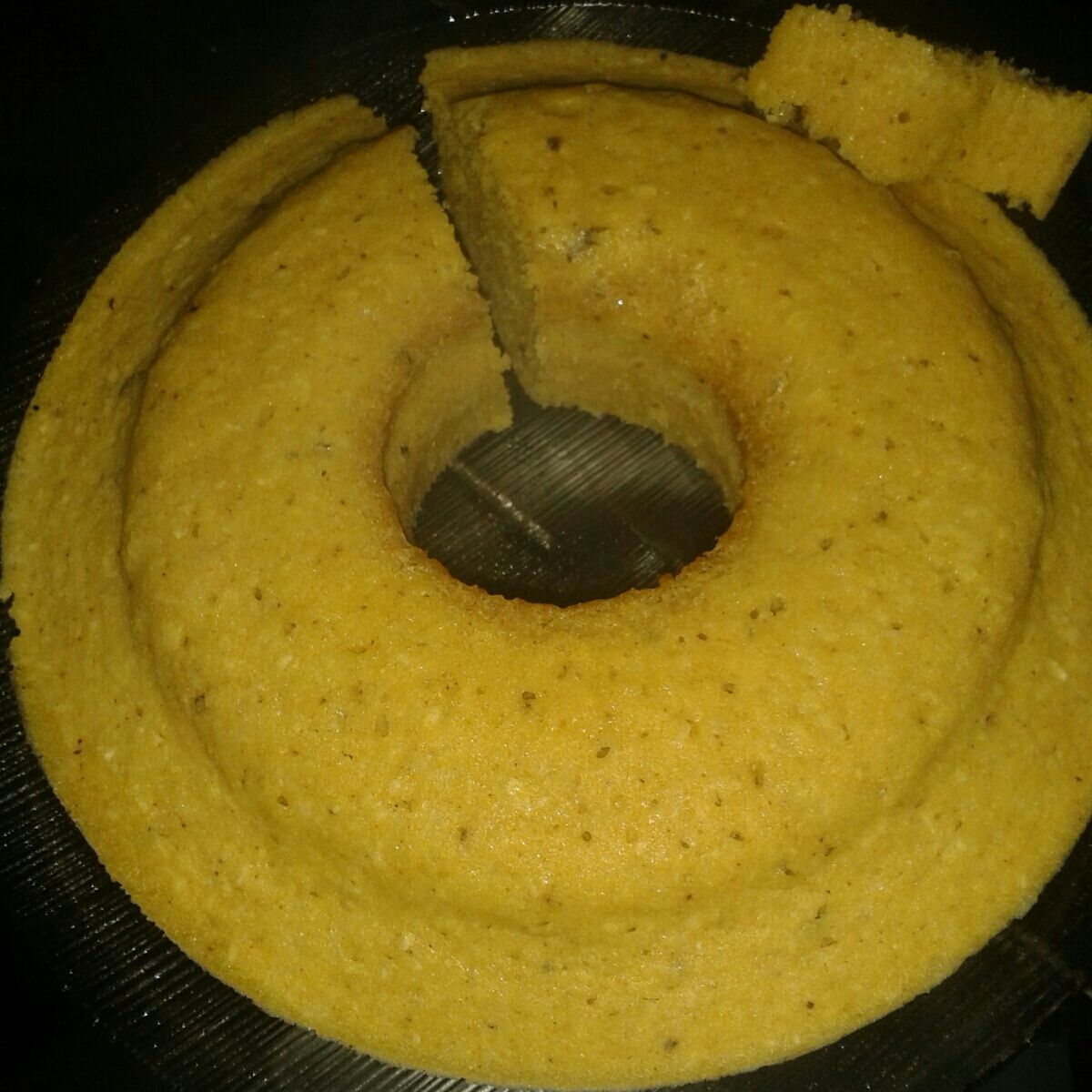 Bolo de milho e farinha de arroz no micro-ondas