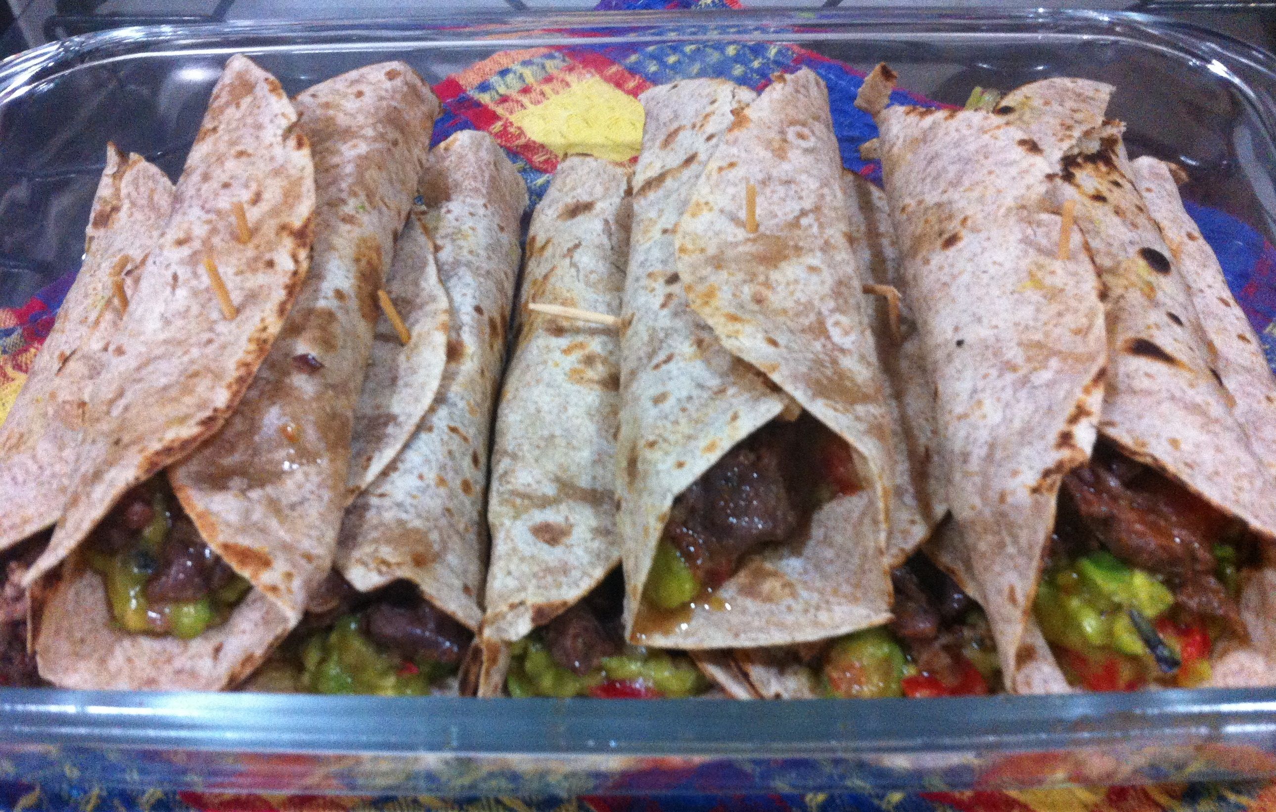 Burritos com Guacamole e Carne