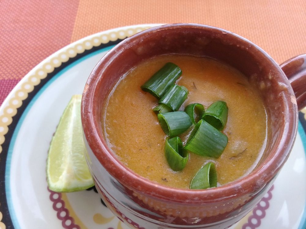 Caldo de camarão no liquidificador