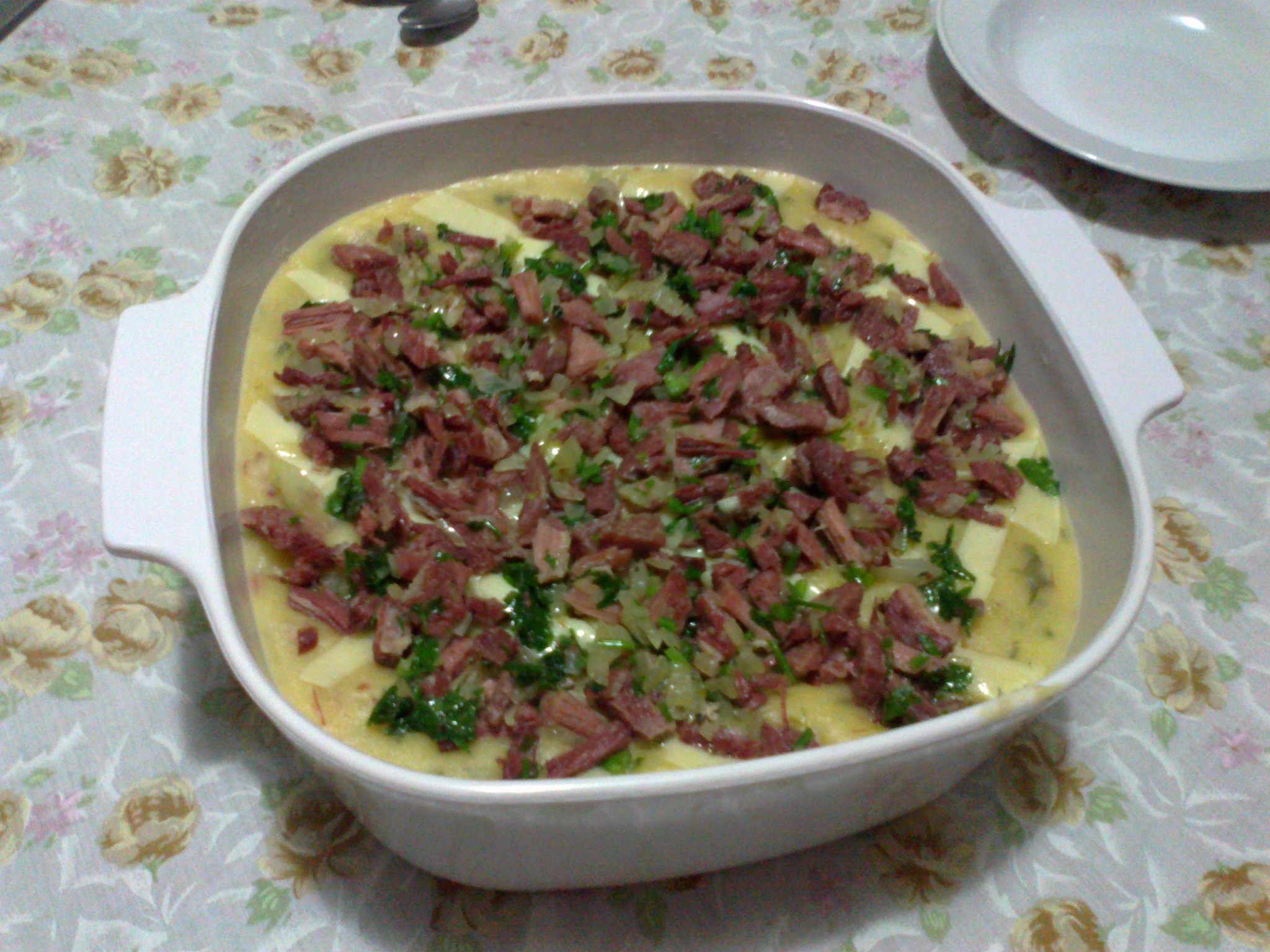 Caldo de mandioquinha e carne seca