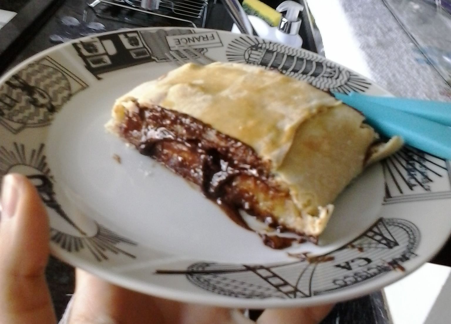 Calzone de banana e chocolate