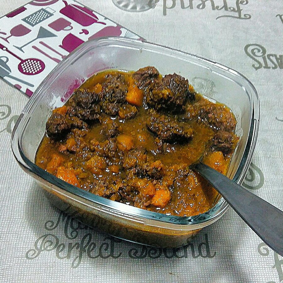 Carne de panela com abóbora cabotia