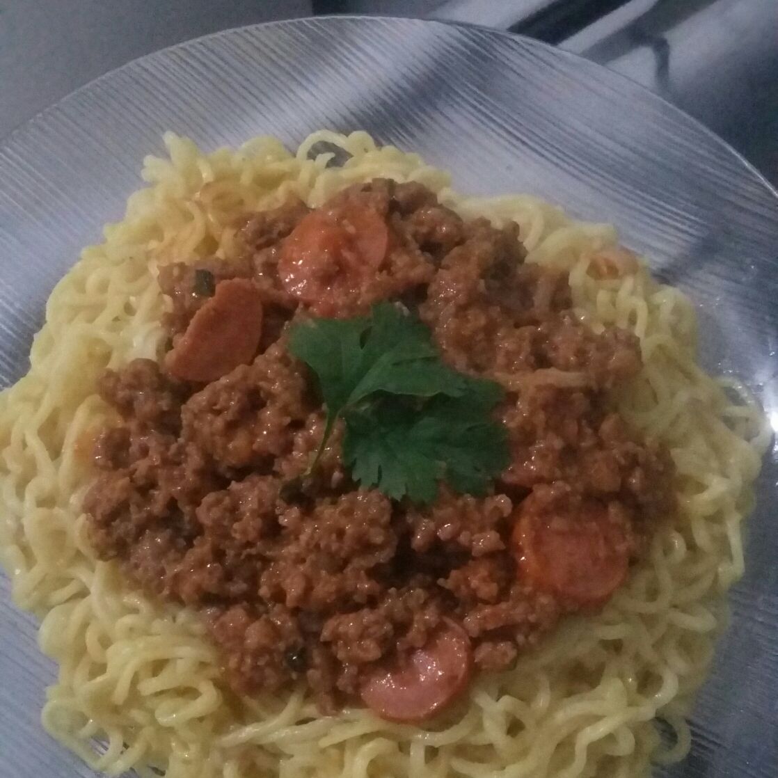 Carne moída com macarrão