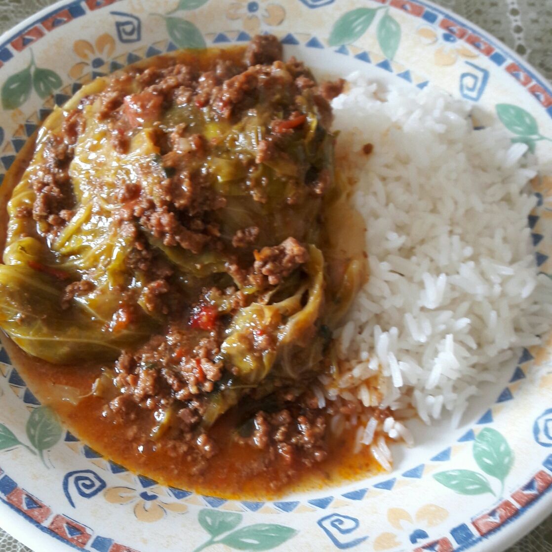 Carne moída com repolho na pressão