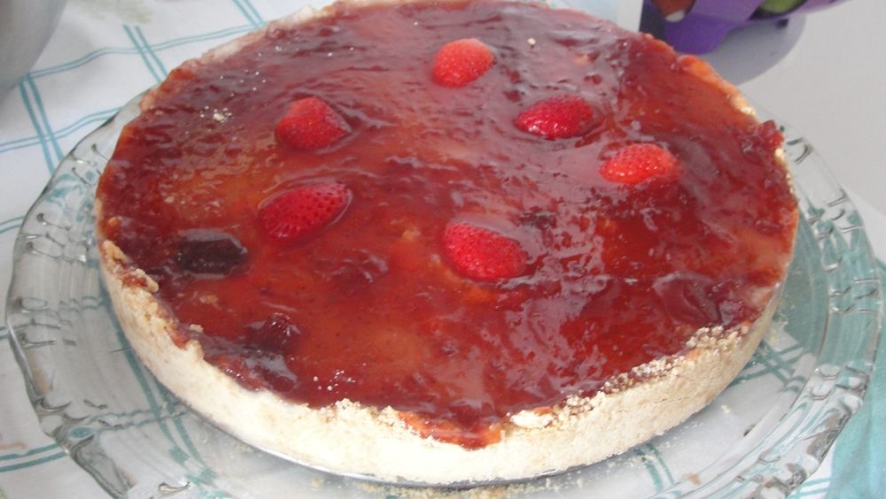 Cheesecake de morango com ricota