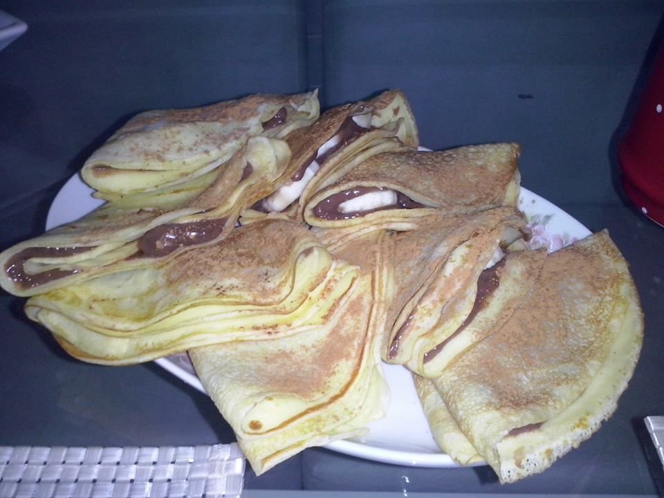 Crepe com creme de chocolate e banana