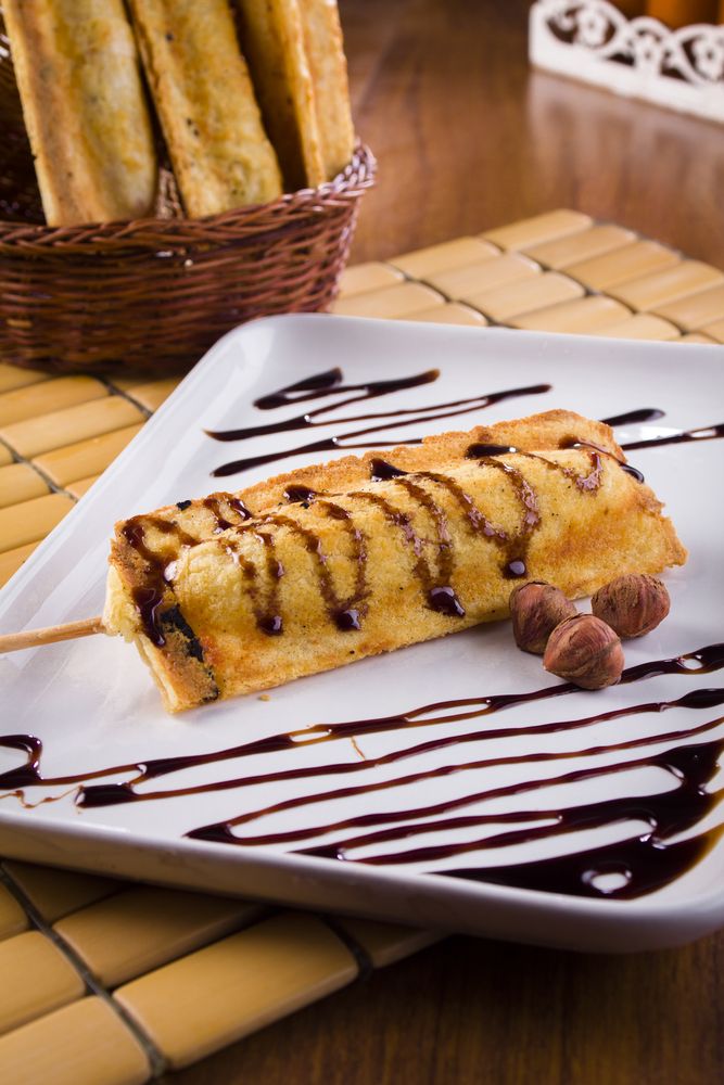 Crepe no palito (crepe suíço)