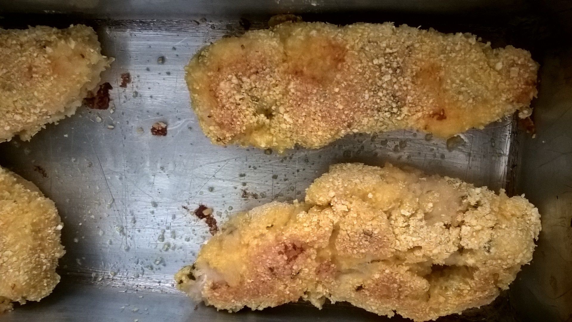 Filezinhos (sassami) à milanesa ao forno