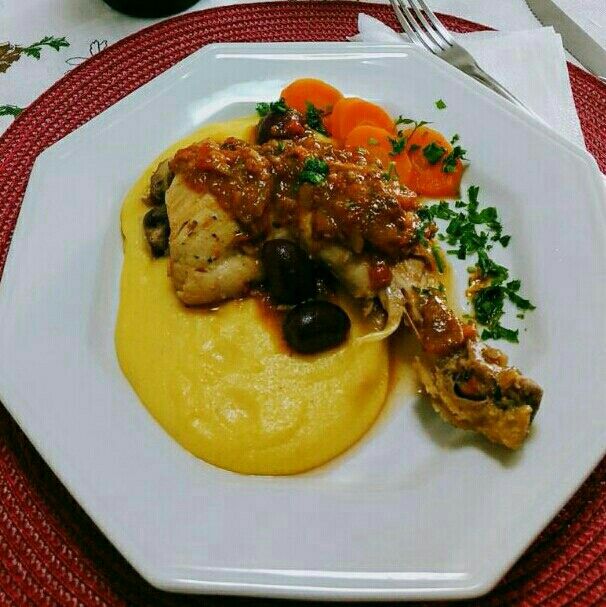 Frango com polenta