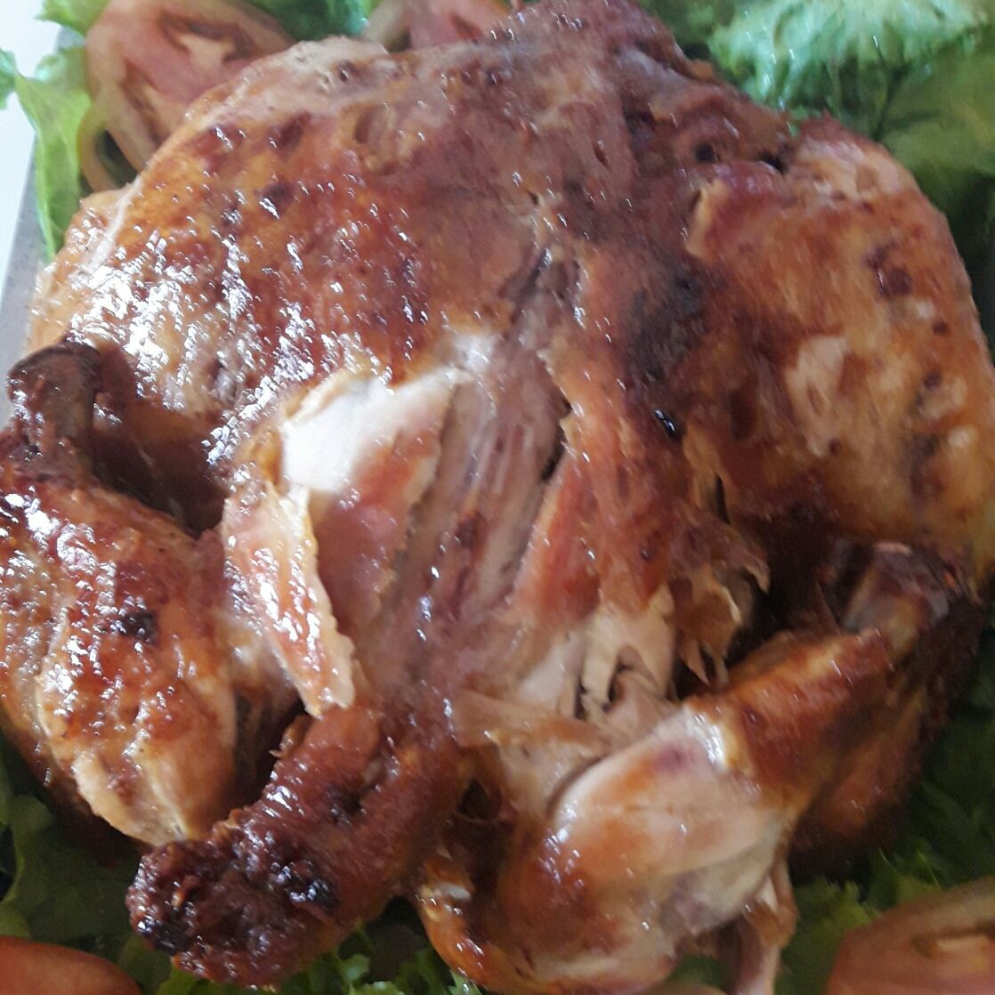 Frango frito inteiro na panela de pressão