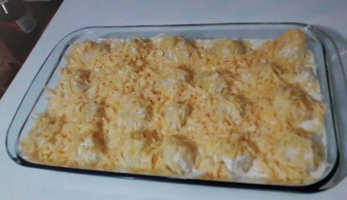 Frango gratinado ao molho de leite de coco