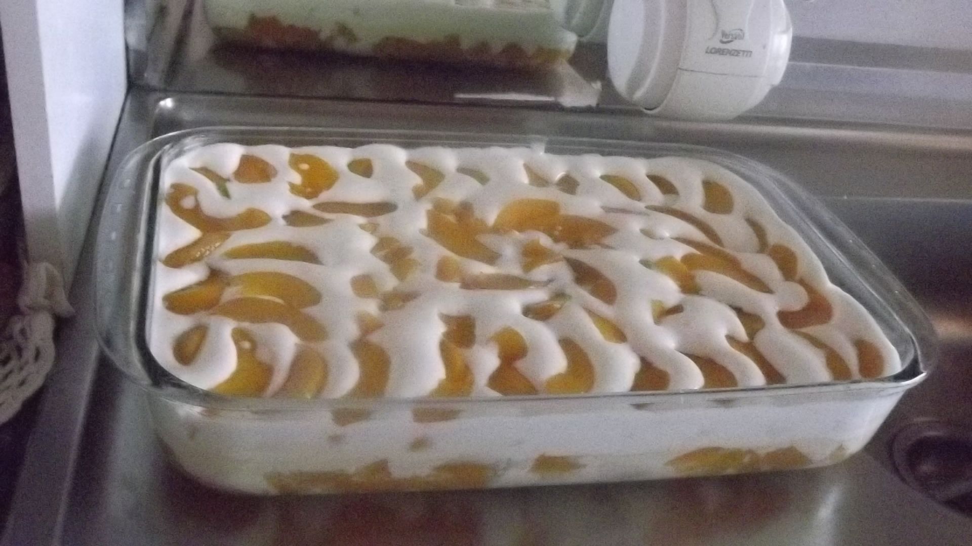 Gelado de pêssego delicioso