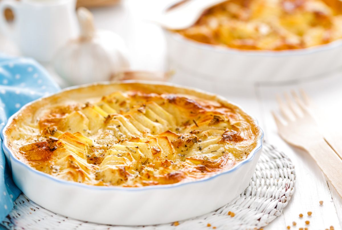 Gratinado de batata com frango