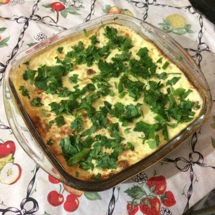 Gratinado de batata com presunto e queijo