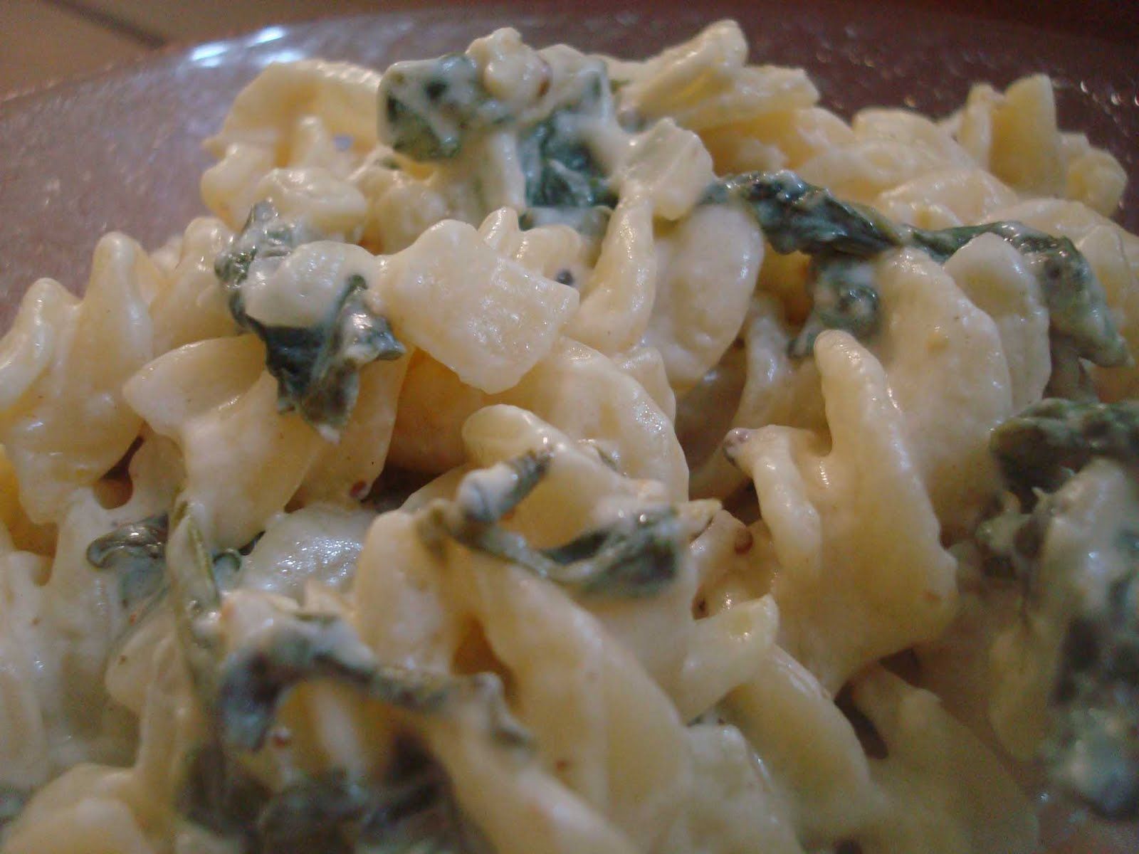 Macarrão com creme de ricota e espinafre