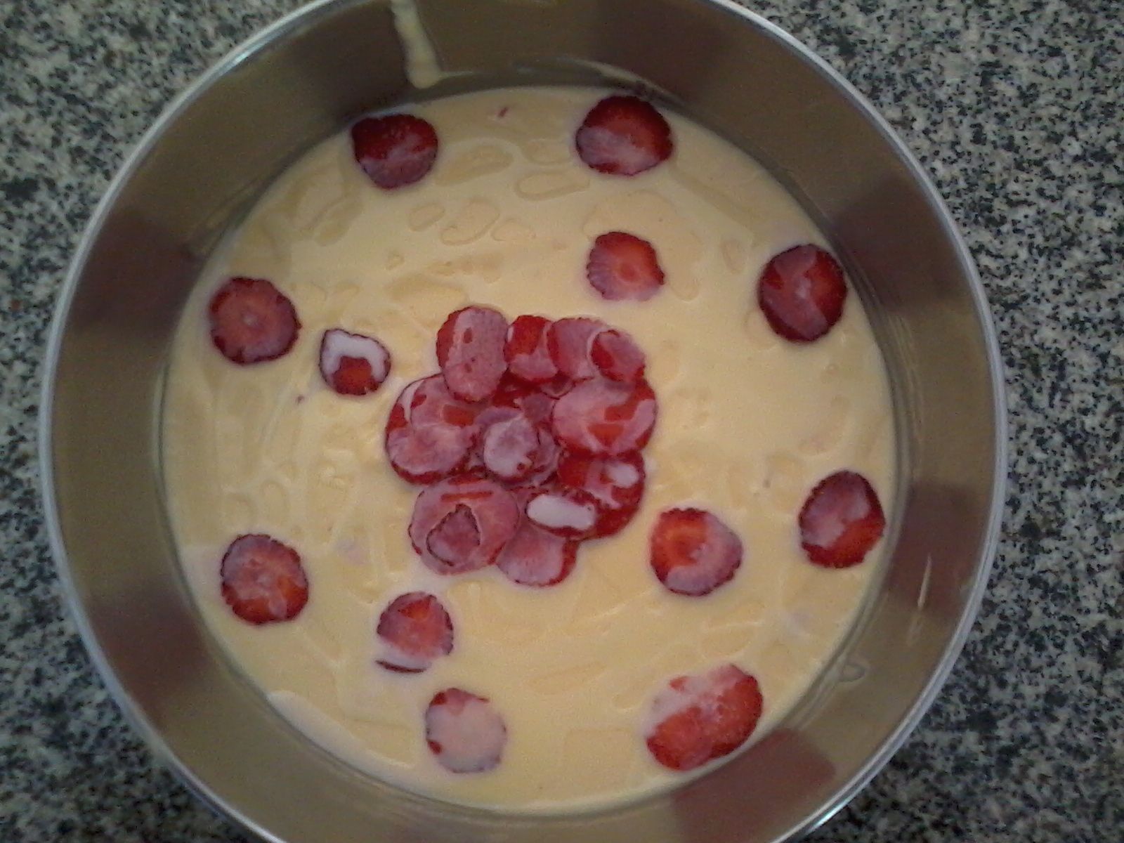 Mousse de pêssego com morango