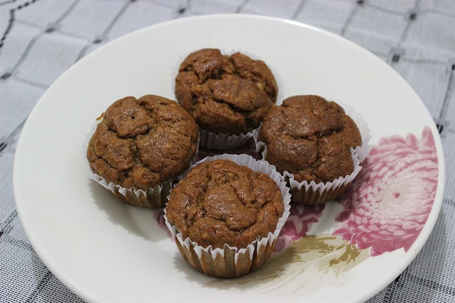 Muffin integral de banana e coco