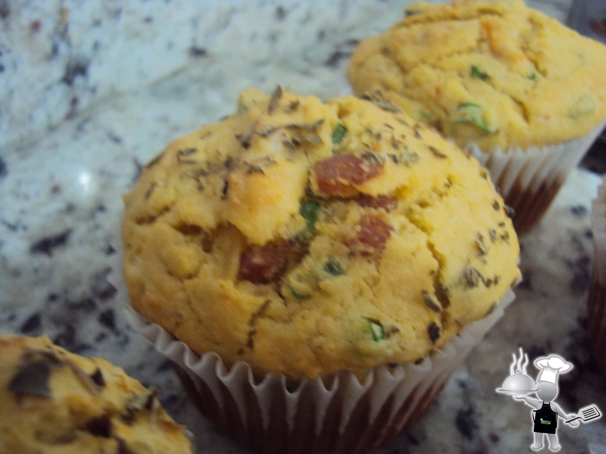 Muffins de bacon com queijo