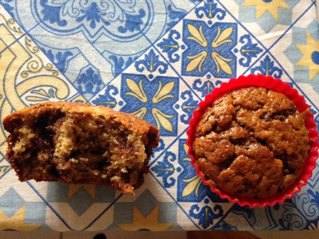 Muffins de banana com chocolate