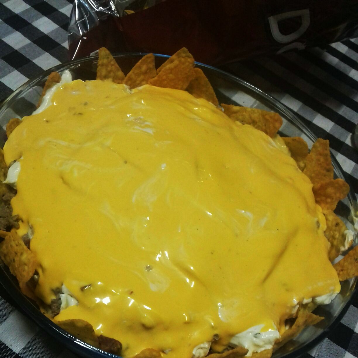 Nachos mexicanos (com doritos) carne moída e sour cream