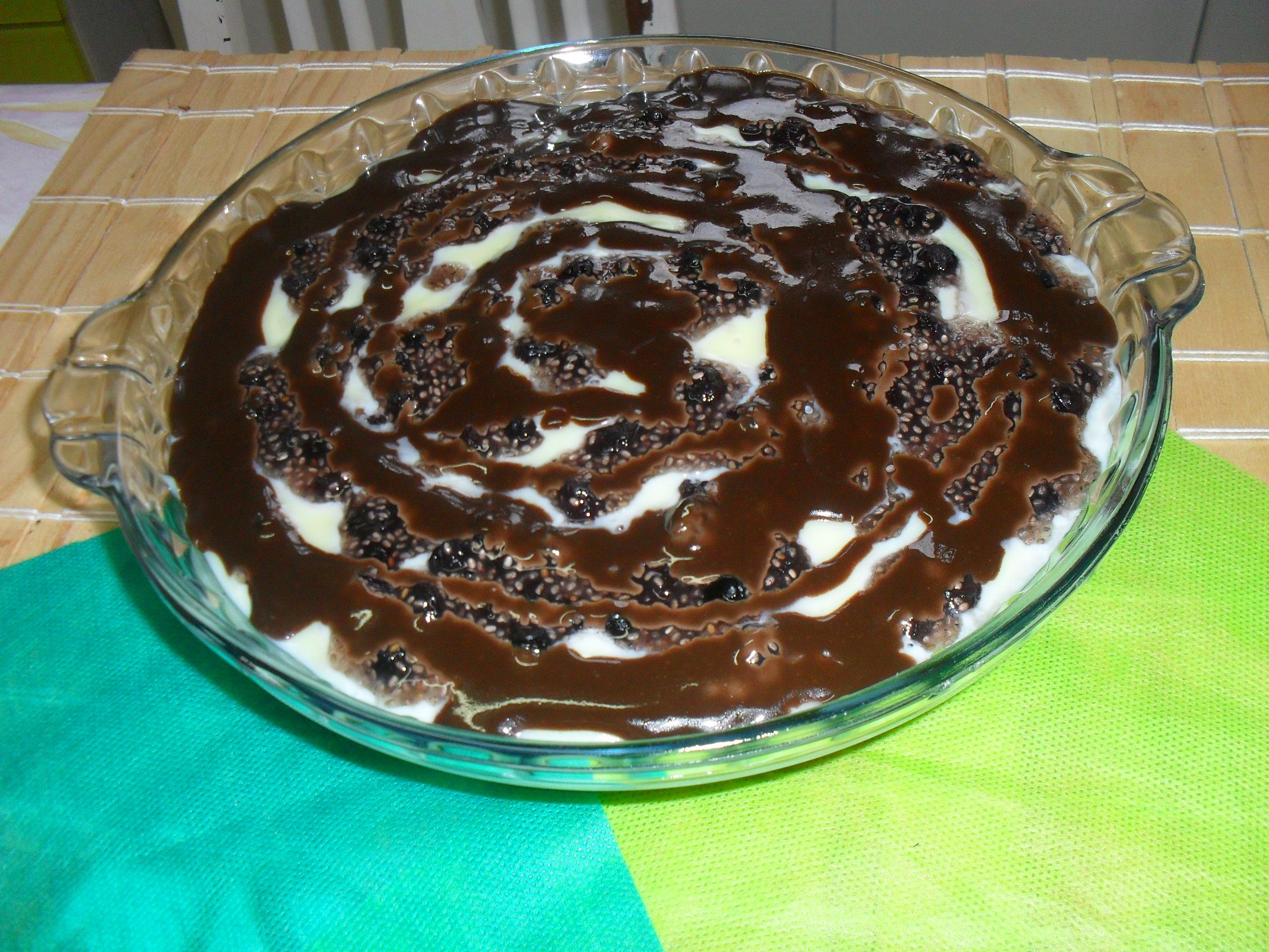 Pavê de batata doce e mirtilo