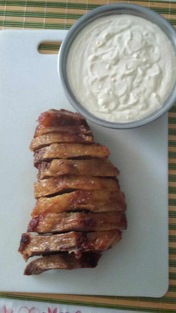 Picanha assada com creme parmesão