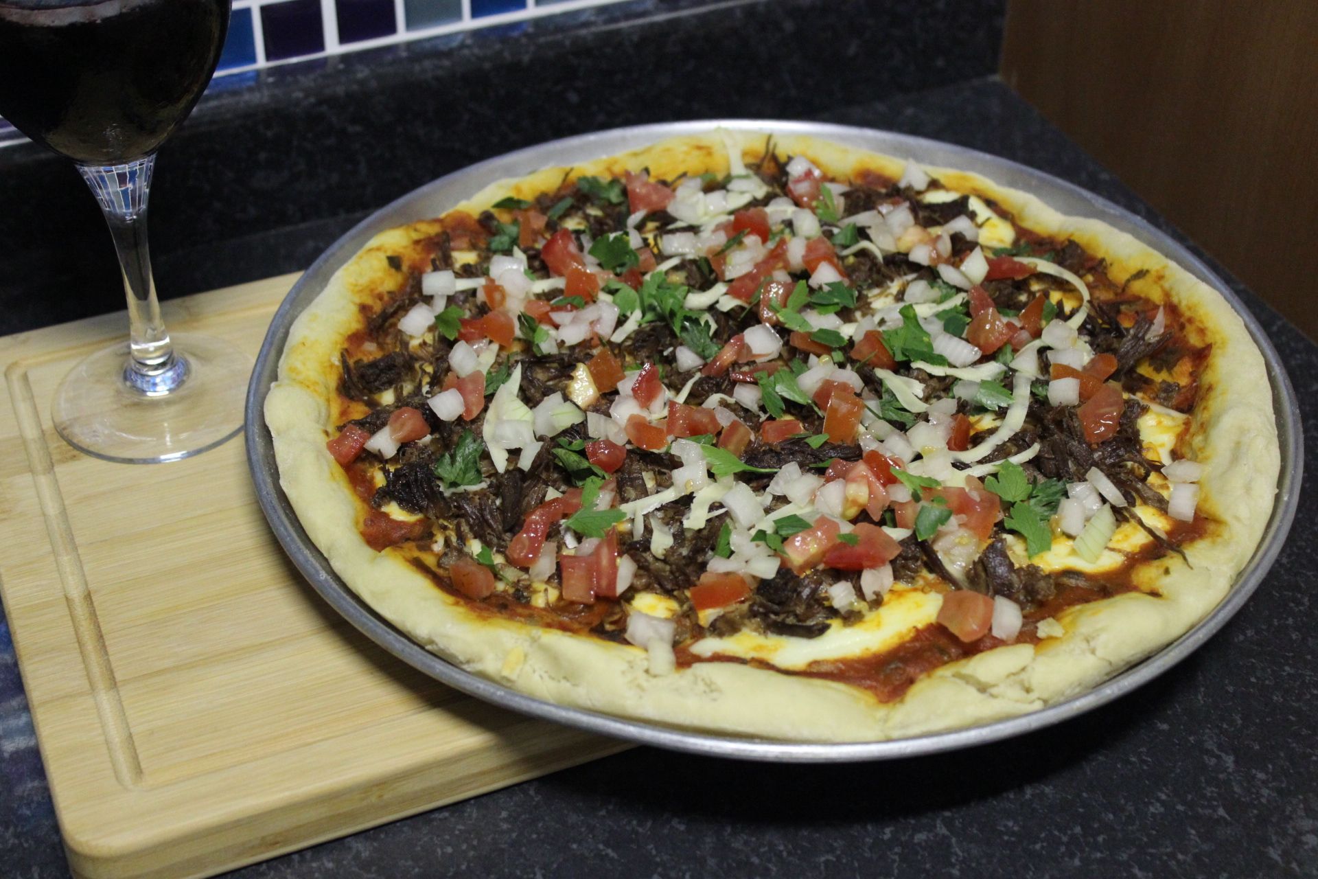 Pizza de costela com catupiry (massa caseira)