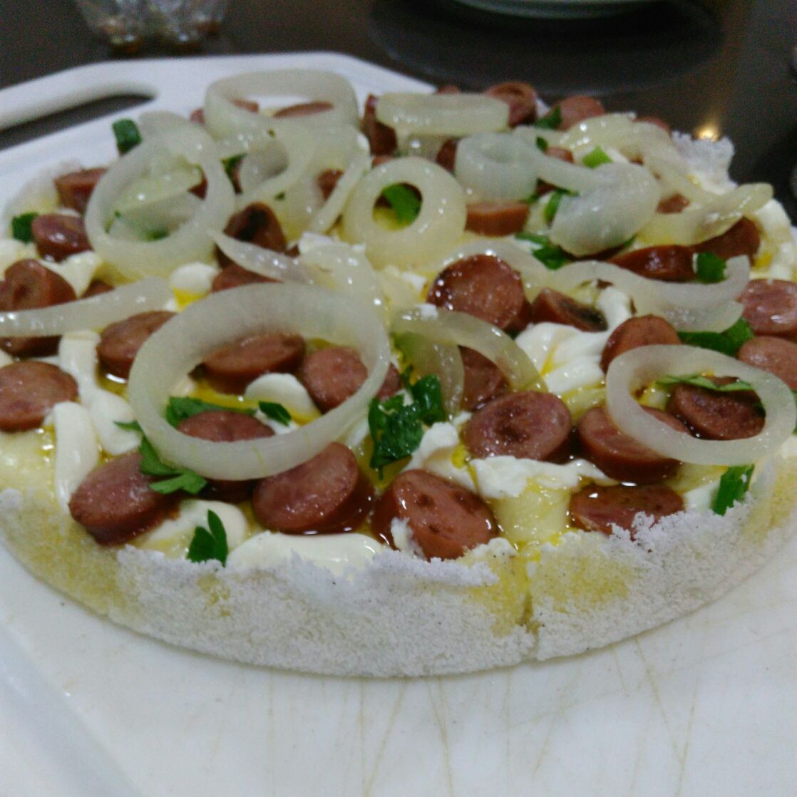 Pizza de tapioca na panela