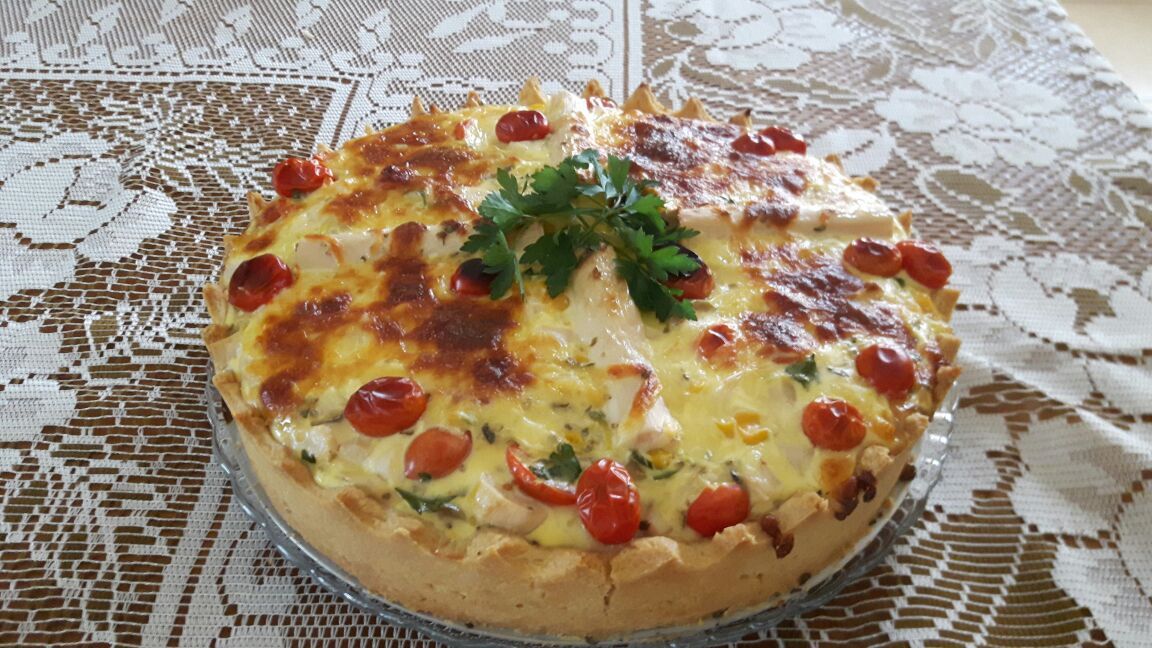 Quiche de palmito e alho-poró