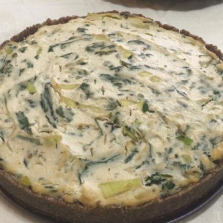 Quiche espinafre e alho poró (vegan)