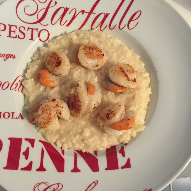 Risoto com coquille saint jacques