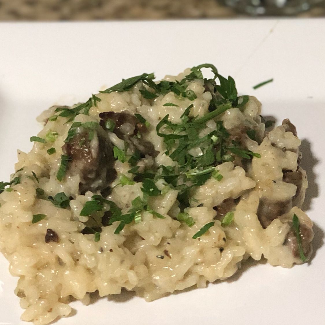 Risoto com filé mignon e queijo gorgonzola