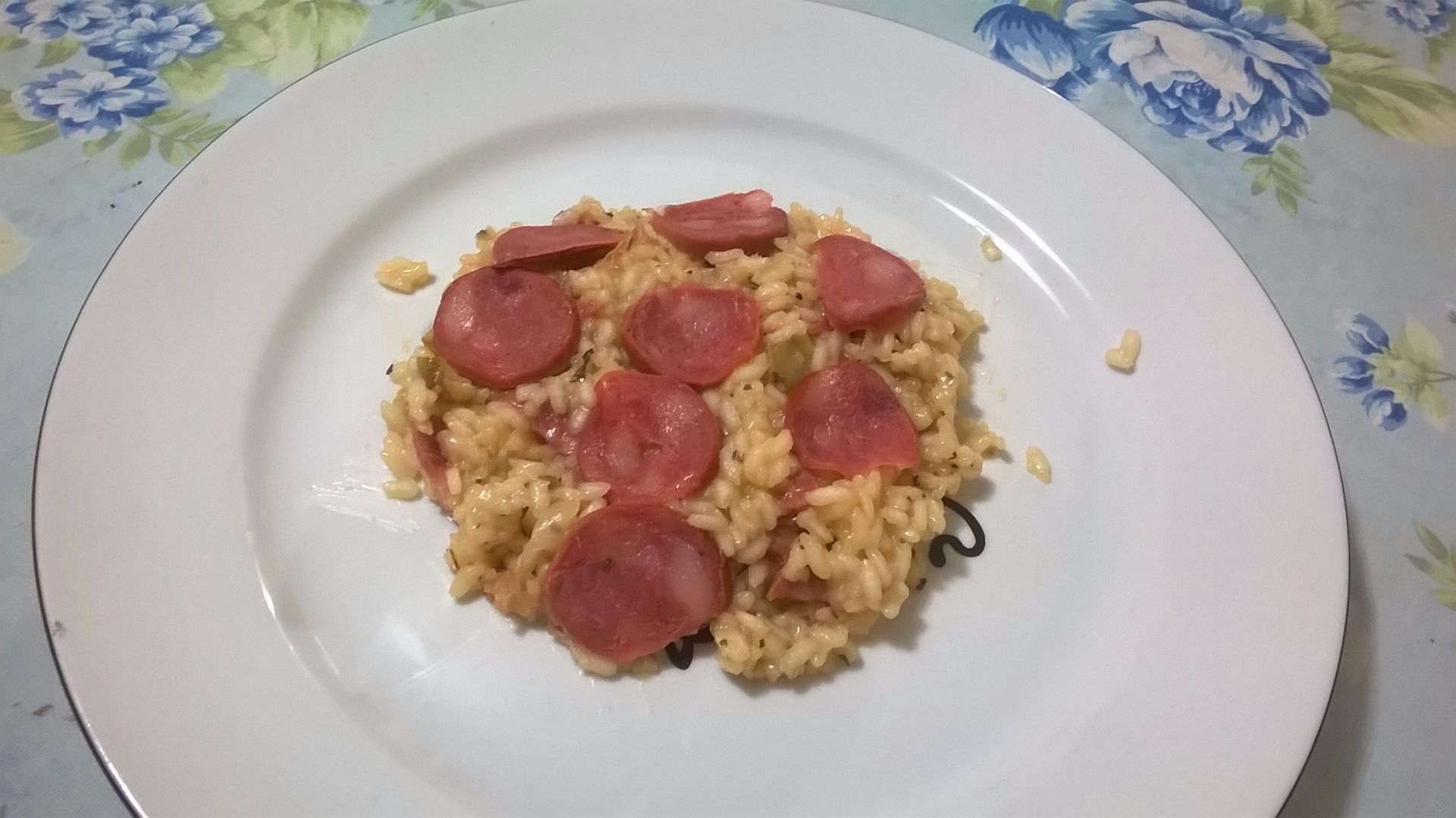 Risoto de calabresa a cerveja