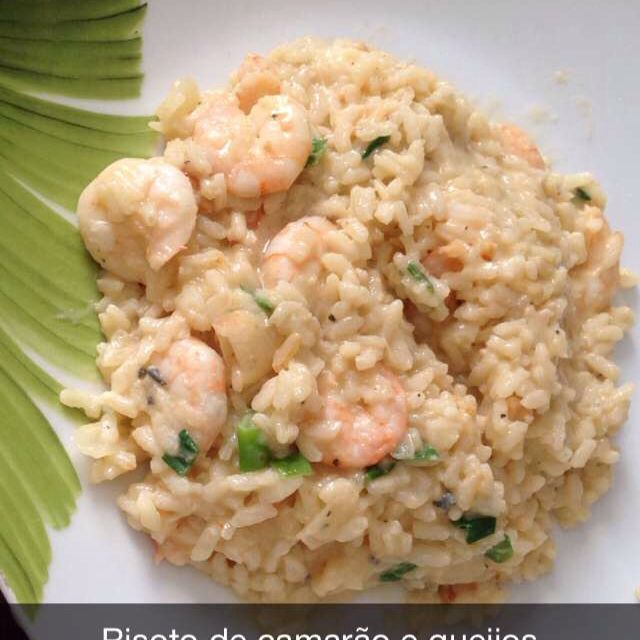 Risoto de camarão e queijos