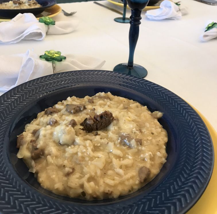 Risoto de filé mignon com queijo gorgonzola