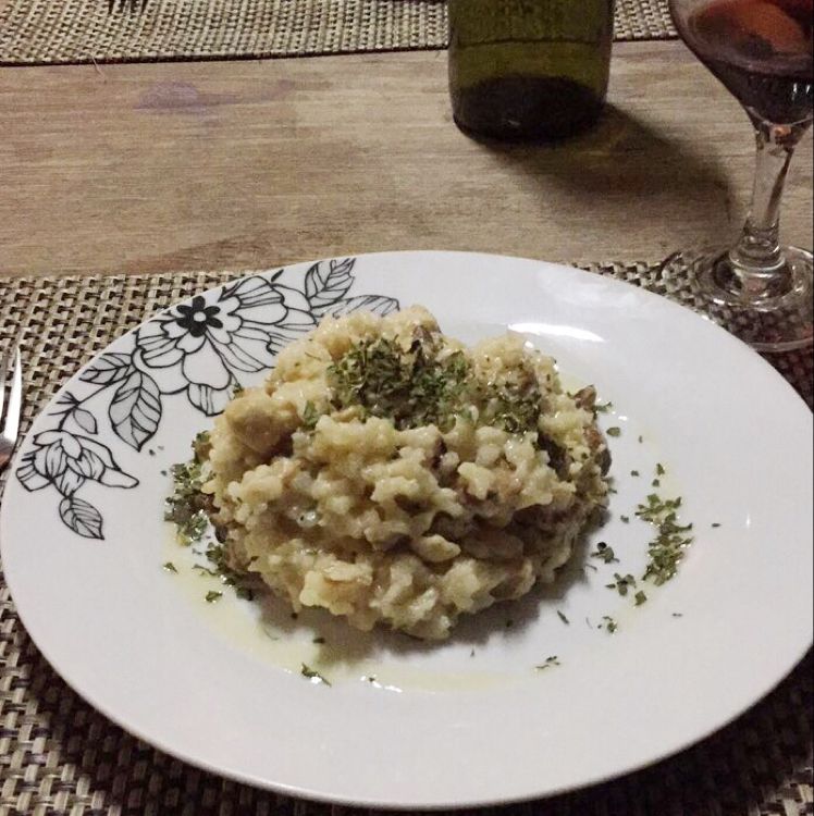 Risoto de funghi com parmesão