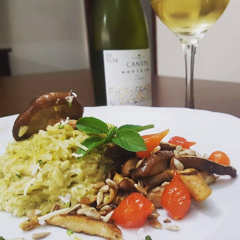 Risoto de limão siciliano com shitake grelhado (versão tradicional e versão vegana)