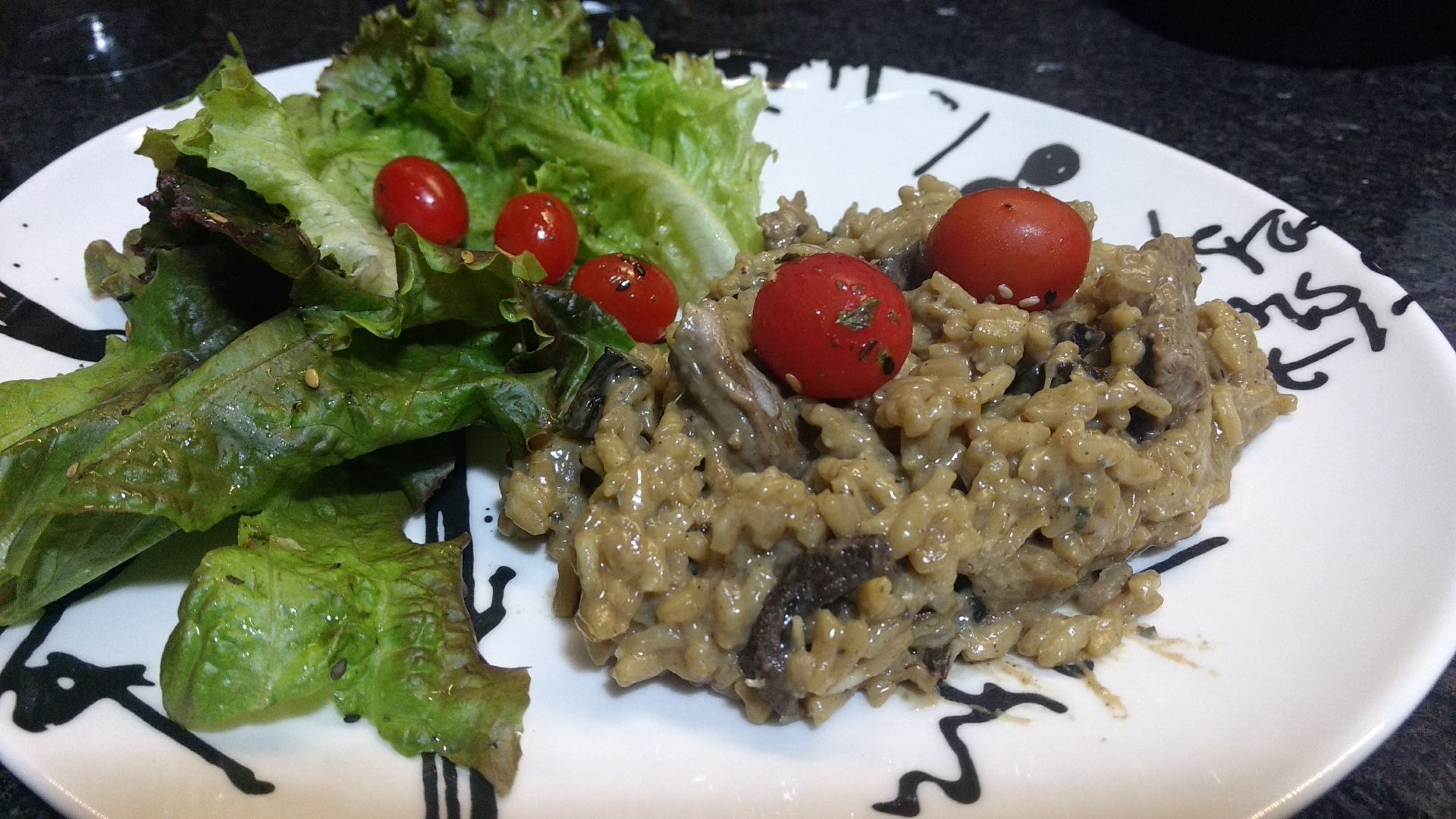 Risoto de mignon ao funghi e gorgonzola