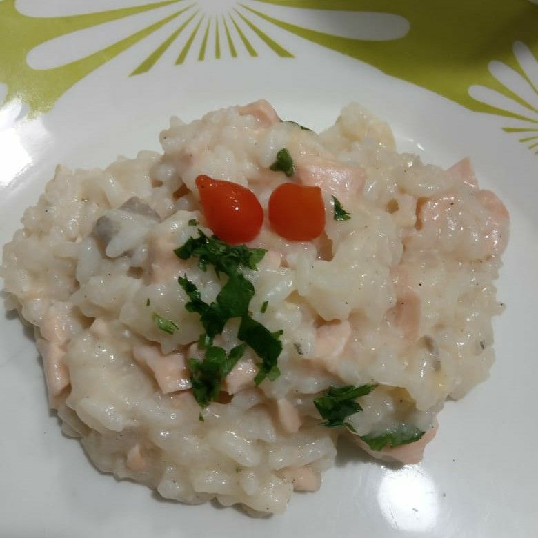 Risoto de salmão à moda do chef