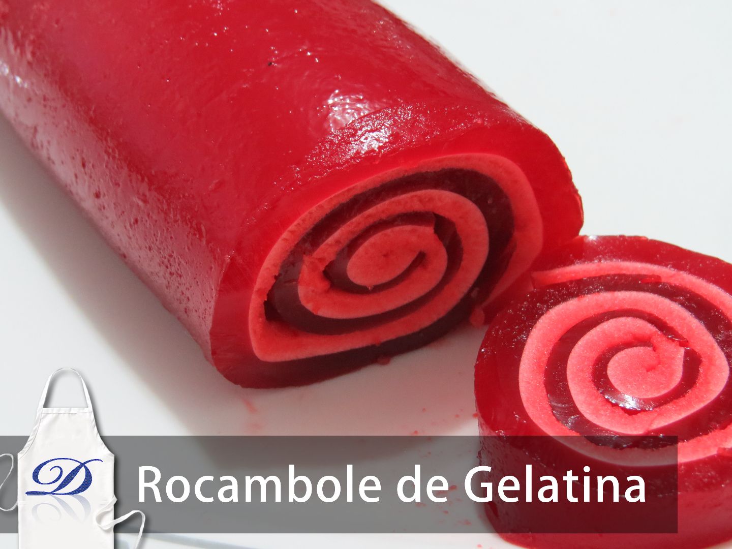 Rocambole de gelatina com marshmallow